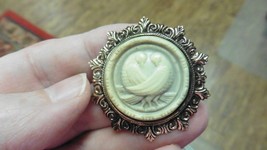 (cs7-21) DOVES bird ivory gray tan CAMEO Pin Jewelry brooch PENDANT necklace - £23.15 GBP