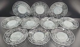 10 Princess House Fantasia Bread Plates Set Clear Floral Etch Emboss Frosted Lot - £63.03 GBP