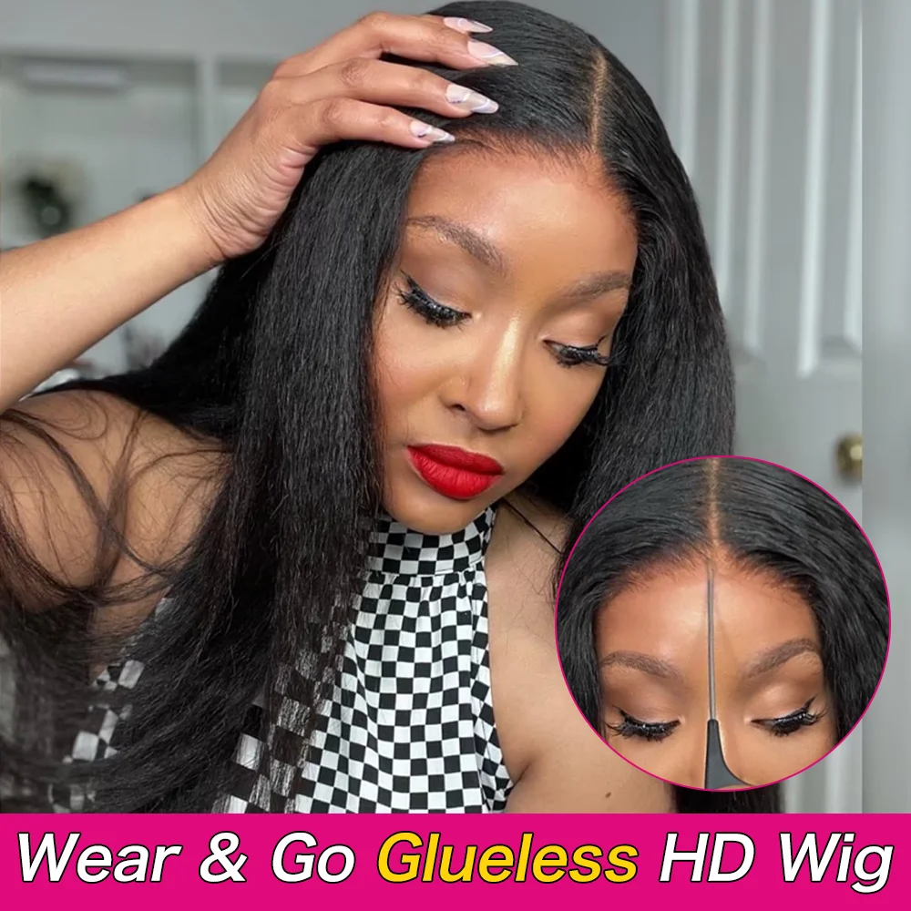 Wear Go Glueless Kinky Straight Wig 13x6 HD Lace Frontal Wig Human Hair P - £86.16 GBP+