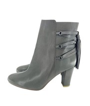 Halogen Grey Leather Lace-Up Almond Toe Tassel Ankle Booties Sz 9.5 New SH33 - $55.20