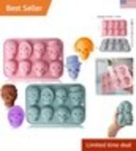 8-Cavity Skull Silicone Molds Set for Halloween Party &amp; DIY Baking - 2 Pack - $14.96