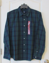 Gap Long Slv Button Up Woven Shirt Sycamore Plaid Green Men&#39;s Sz XL NWT ... - $22.93