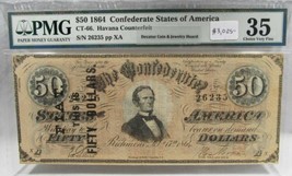 1864 $50 CT-66 Confederate Civil War Counterfeit Banknote w Ad PC-185 - £1,963.13 GBP