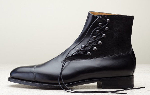 Handmade Men Black Color Rounded Cap Toe High Ankle Genuine Leather Boot US 7-16