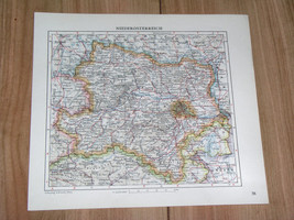 1929 Vintage Map Of Lower Austria Niederösterreich Vienna Wien Linz Salzburg - £12.08 GBP