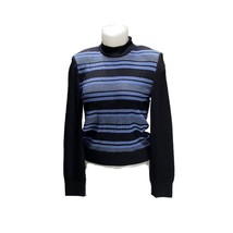 St John Collection Sweater Blue Striped Shoulder Zip Pullover Women&#39;s Size P - £50.23 GBP