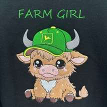 Highland Cow John Deere Sweatshirt TODDLER Embroidered Farm Girl Crewneck Animal - £35.55 GBP