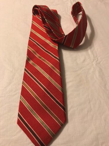 JoS. A Bank Men&#39;s Tie Silk Blend Red Striped Made In Italy Neck Tie  - £11.14 GBP