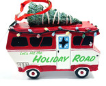 Kurt Adler Holiday Road Red and White Camper with Tree Resin Ornament - $10.42