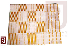 White &amp; Gold Handwoven Kente Cloth Asante Kente Fabric Ghana Kente 6 yards - £133.97 GBP