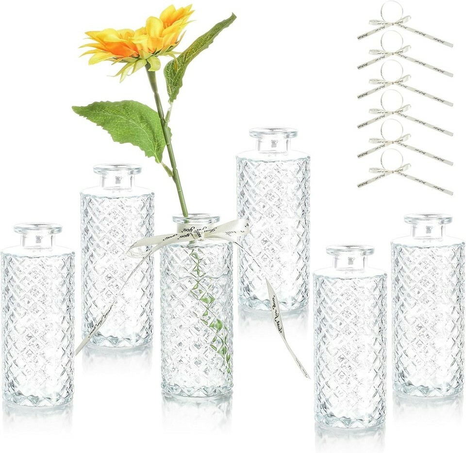 Glass Bud Vases,Mini Vintage Flower Vases 1.97"L x 1.97"W x 5.2"H (Set of 6) Item image 3