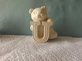 D4 - Teddy with Letter U Ceramic Bisque Ready to Paint, You Paint, U Paint - £1.36 GBP