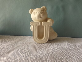 D4 - Teddy with Letter U Ceramic Bisque Ready to Paint, You Paint* - $33.31 MXN