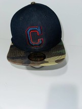 New Era 59Fifty Cleveland Indians Mens Navy Camo Embroidered Baseball Fitted Cap - £19.94 GBP