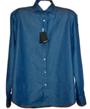 Bugatchi Men&#39;s Denim Blue Shaped Fit  Design Cotton Shirt Size US XL - £104.02 GBP