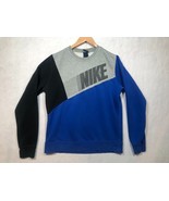 Nike Crew Neck Sweatshirt Spellout Logo 584953 Colorblock Gray Blue Mens... - $450.01 MXN