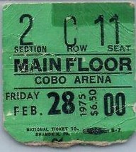 Johnny Hiver Peter Frampton Concert Ticket Stub Février 28 1975 Detroit Mi - £41.96 GBP