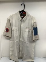 Tommy Jeans Mens Sz XL Button Up Raw Hem Short Sleeve Shirt w/ Patches VTG - £23.15 GBP