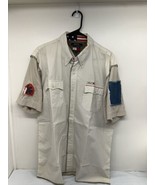 Tommy Jeans Mens Sz XL Button Up Raw Hem Short Sleeve Shirt w/ Patches VTG - £23.40 GBP
