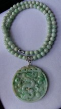 NATURAL jadeite jade pendent with bead necklace. Type (Grade)A, NO treat... - £486.52 GBP