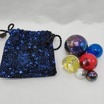 Set Of (6) Space Planet Glass Marbles With Bag Earth Moon  - $31.67