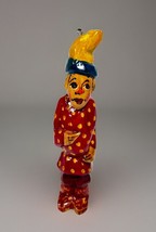 Carved Wood Christmas Ornament Hand Painted Russian Turkish ? Man Clown Figure - $17.77