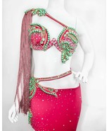 Luxury Belly Dance Costume: Handmade Red &amp; Gold Crystal Showgirl Outfit - €588,18 EUR