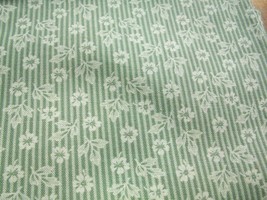 FQ Fat Quarter Quilting Fabric 18&quot; x 22&quot; Green Floral Leaves Stripe - £5.50 GBP
