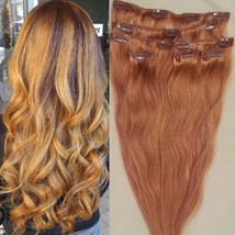 18&quot;,20&quot;,22&quot;,24&quot; 100% REMY Human Hair Extensions 7Pc Clip in #27 Strawberry Blond - £62.29 GBP+