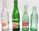 4 Soda Pop Bottles from 1950&#39;s - 60&#39;s Pepsi Mountain Dew Dr. Pepper Coke... - $23.00