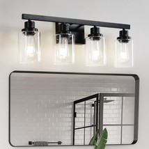 Bathroom Vanity Light, 4-Light Modern Matte Black Wall Sconce, Living Room - £61.54 GBP