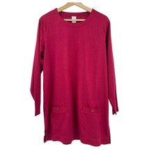 Vintage top medium womens knit wine 1980s long Units red 3/4 sleeve pockets - £27.06 GBP