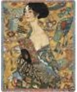 72x54 KLIMT Lady With Fan Asian Tapestry Throw Blanket - $63.36