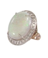 Opal Diamond Ring Platinum Top 14K Shank Edwardian Era - $1,850.00