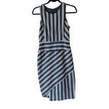 JOA Los Angeles Asymmetric Dress Striped Linen Blend Navy White Size XS - £18.80 GBP