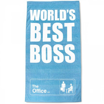 The Office Michael Scott Worlds Best Boss Oversized Beach Towel Blue - £21.90 GBP