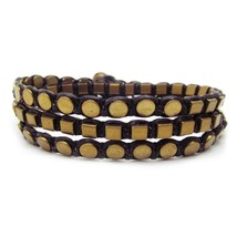 Tribal Honey Shine Geometric Brass Metal Cotton Rope Bracelet - £20.24 GBP