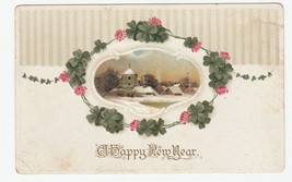 Vintage Postcard New Year Houses in Snow Shmarocks Early 1900&#39;s - £5.34 GBP