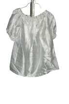 satin peasant style blouse top white womens L (N clst 6) - $6.30
