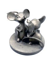 Hudson Pewter Co. Vintage 2&quot; Pair of Miniature Mice Figurines on Base Pe... - $336.08 MXN