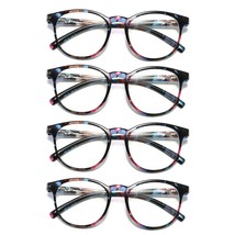 4 Pair Ladies Womens Round Big Frame Blue Light Blocking Reading Glasses... - $14.99