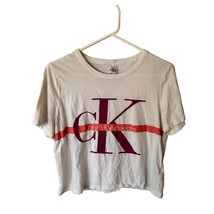 Vintage Y2K Calvin Klein CK Crop logo T shirt size Medium - $12.99