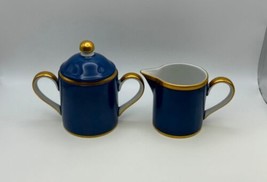 Fitz &amp; Floyd Renaissance Cerulean Blue Creamer &amp; Sugar Bowl Set - £43.15 GBP