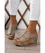 Gray Hollow Out Studded PU Leather Wedge Slippers - $587.05 MXN
