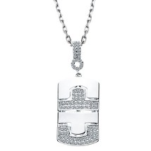 0.60 Karat Diamant Mini Hundemarke Anhänger Halskette 14k Weiss Gold 40.6cm - £919.55 GBP