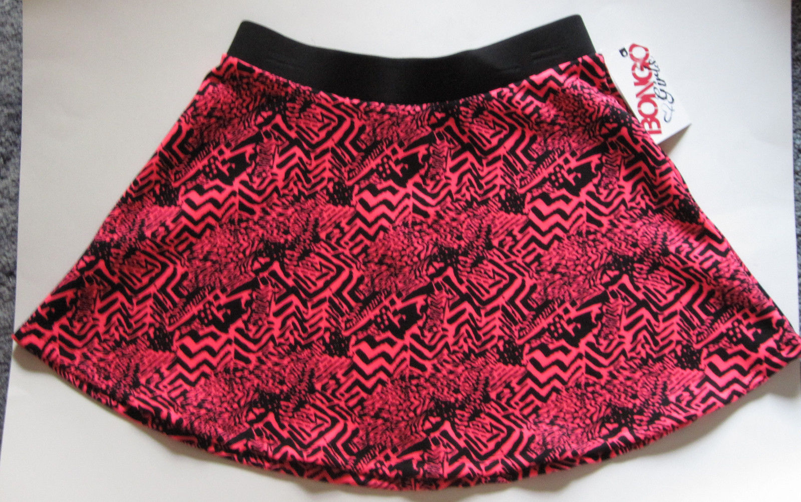 Bongo Girls Scuba Skirt Black & Bright Pink Design Polyester & Spandex L 14 - $24.75
