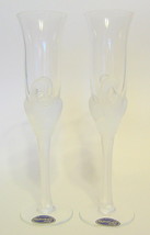 Crystal Wedding Flutes Reception by Paryphee Creations Satin Swan Stem F... - £75.93 GBP