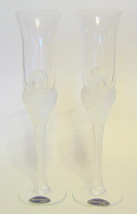 Crystal Wedding Flutes Reception by Paryphee Creations Satin Swan Stem F... - $94.99