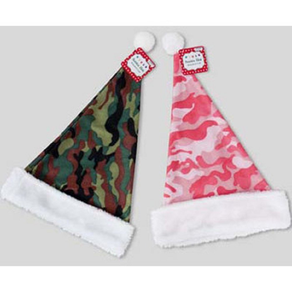 Camouflage Santa Hat w/Plush (18 inch) - One Item w/Random Color and Design (... - $0.98