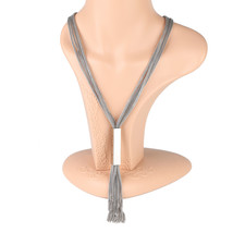 Multi Strand Silver Tone Necklace with Tassel - £34.66 GBP